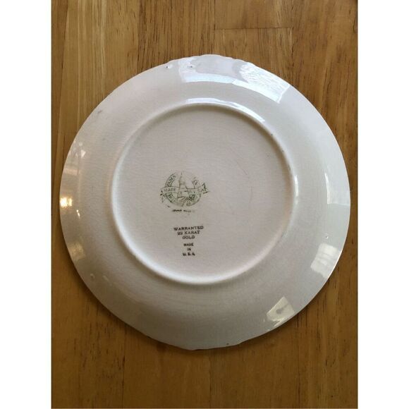 Vintage Paden City Pottery 22kt Gold Warranted Serving Set Of 4 Plate - Picture 13 of 16